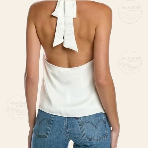 Ramy Brook Mitchell Top Ivory Beaded Halter | Glam, Resort Vacation S NWT $395 - Picture 5 of 14